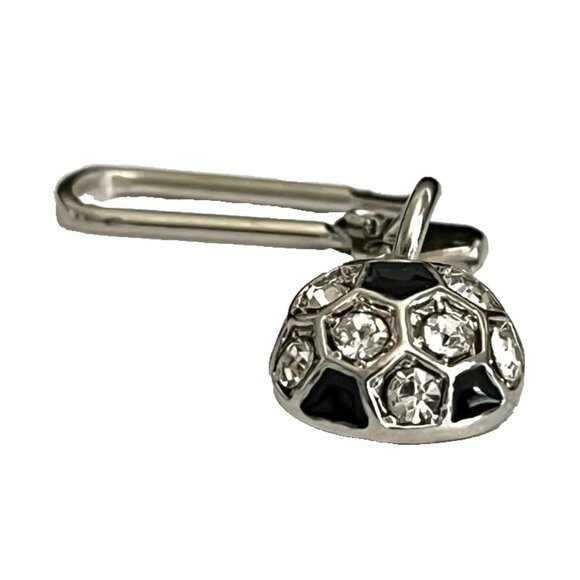 Crystal Soccer Ball Zipper Pull Purse Backpack Bag Charm Silver Tone Enamel - Picture 3 of 6
